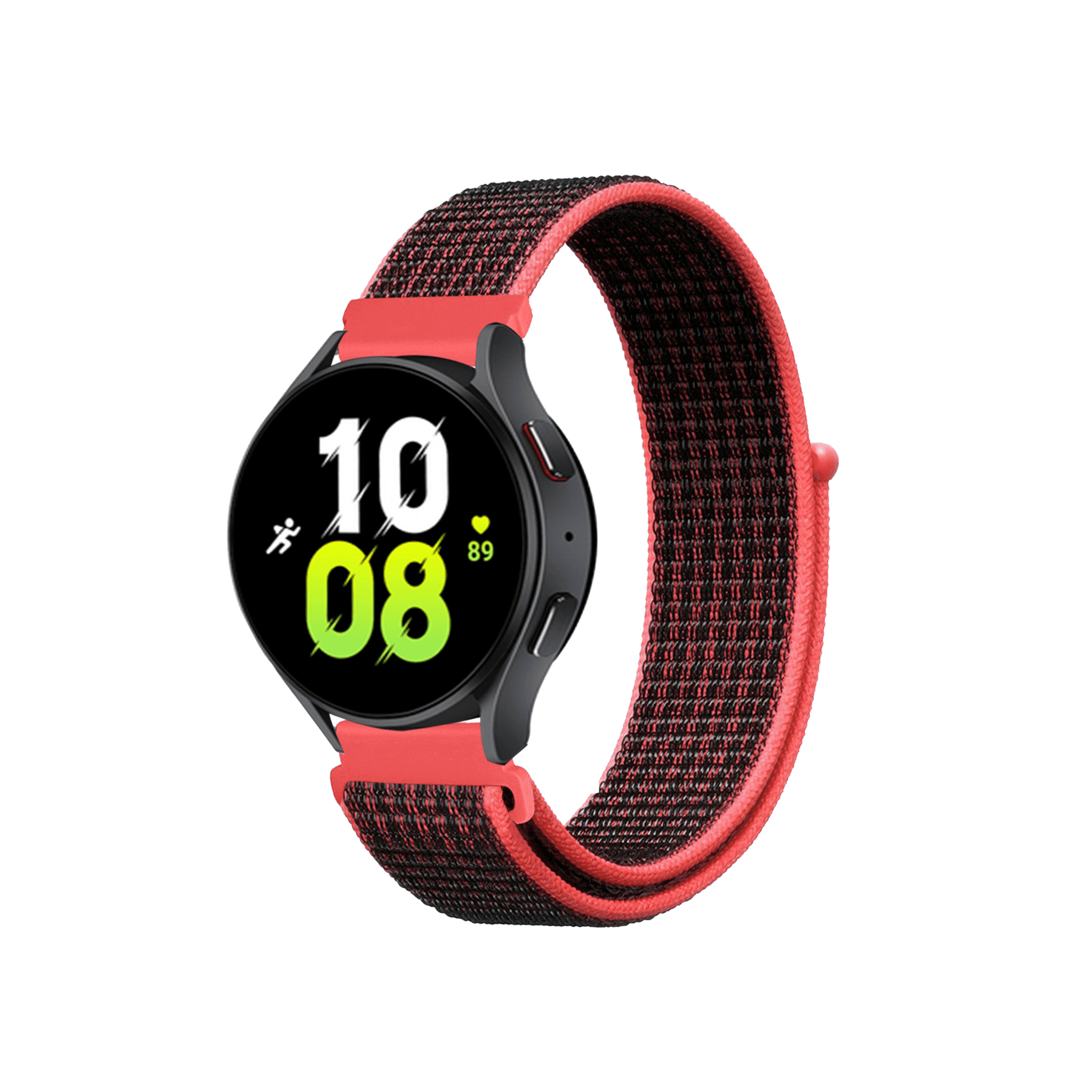 Trail Armband in Rot-Anthrazit – sportliches Klettverschluss-Armband mit auffälliger Farbgebung für Garmin, Samsung & Amazfit (20 mm)